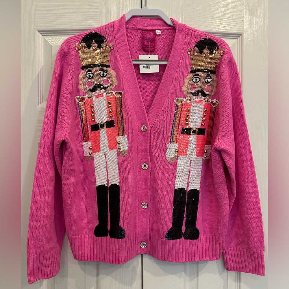QUEEN OF SPARKLES Pink Nutcracker Sweater - Size Medium
